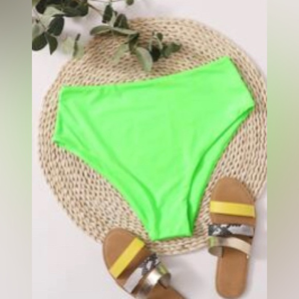 Lime green high waisted bikini bottoms